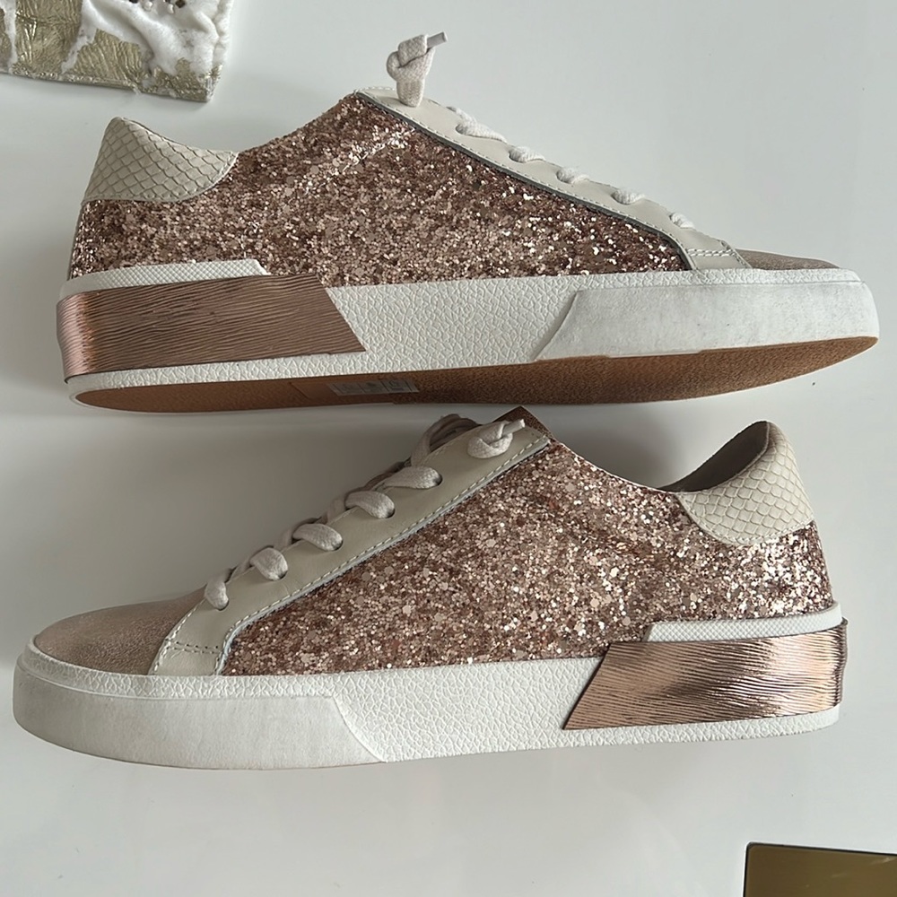 Dolce Vita Zina rose gold glitter sneakers